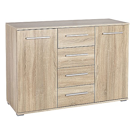 Comoda dormitor HM Lima KM4, Pal Melaminat, 2 usi, 4 sertare, cant ABS, stejar sonoma [1]