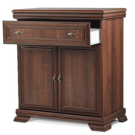 Comoda dormitor si living, VM1, Pal Melaminat, cu 2 usi, un sertar, cu elemente din MDF, Nuc [3]