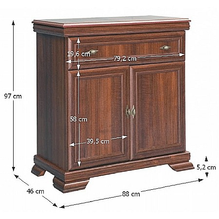 Comoda dormitor si living, VM1, Pal Melaminat, cu 2 usi, un sertar, cu elemente din MDF, Nuc [4]