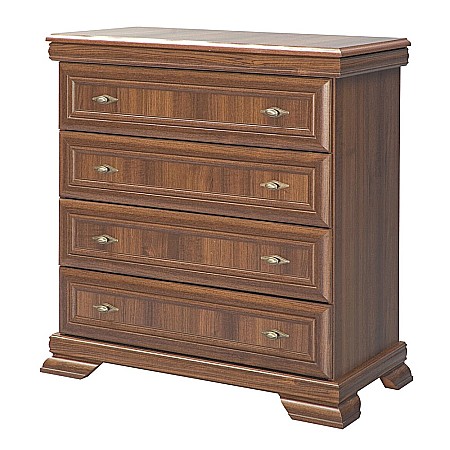 Comoda dormitor VM2, Pal Melaminat, cu 4 sertare, cu elemente din MDF, Nuc [2]