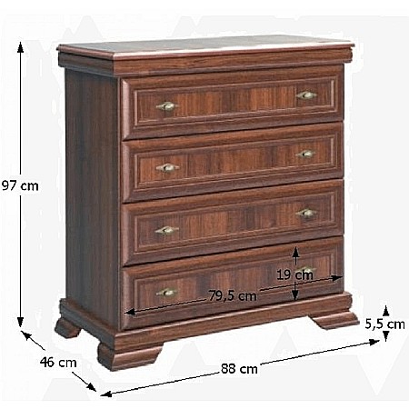 Comoda dormitor VM2, Pal Melaminat, cu 4 sertare, cu elemente din MDF, Nuc [6]