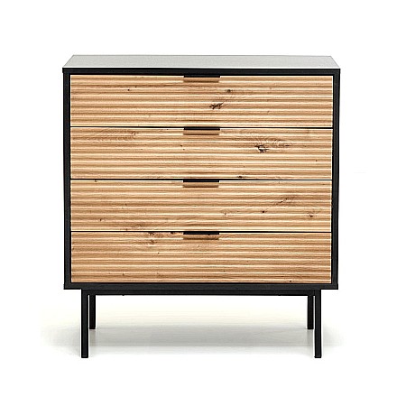 Comoda living HM Murano KM2, MDF Furniruit, cu 4 sertare, stejar artizanal/negru [4]