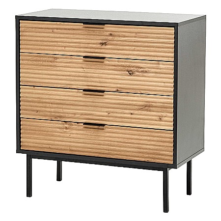 Comoda living HM Murano KM2, MDF Furniruit, cu 4 sertare, stejar artizanal/negru [1]