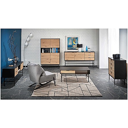 Comoda living HM Murano KM2, MDF Furniruit, cu 4 sertare, stejar artizanal/negru [3]