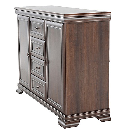 Comoda living si dormitor, VM3, 4 sertare, 2 usi, Pal melaminat, cu insertii MDF, Nuc [5]