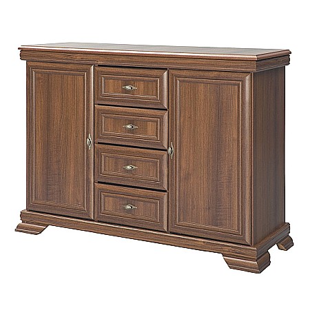 Comoda living si dormitor, VM3, 4 sertare, 2 usi, Pal melaminat, cu insertii MDF, Nuc [2]