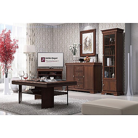 Comoda living si dormitor, VM3, 4 sertare, 2 usi, Pal melaminat, cu insertii MDF, Nuc [12]