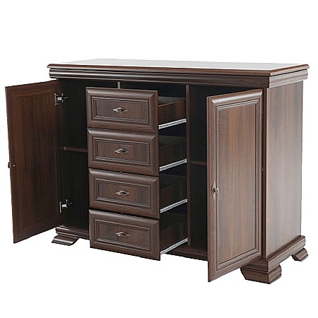 Comoda living si dormitor, VM3, 4 sertare, 2 usi, Pal melaminat, cu insertii MDF, Nuc [7]