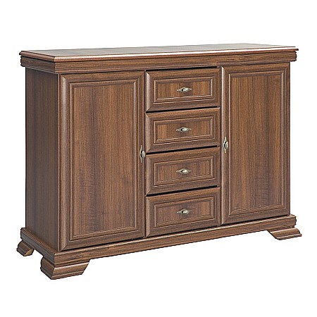 Comoda living si dormitor, VM3, 4 sertare, 2 usi, Pal melaminat, cu insertii MDF, Nuc [1]