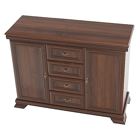 Comoda living si dormitor, VM3, 4 sertare, 2 usi, Pal melaminat, cu insertii MDF, Nuc [4]