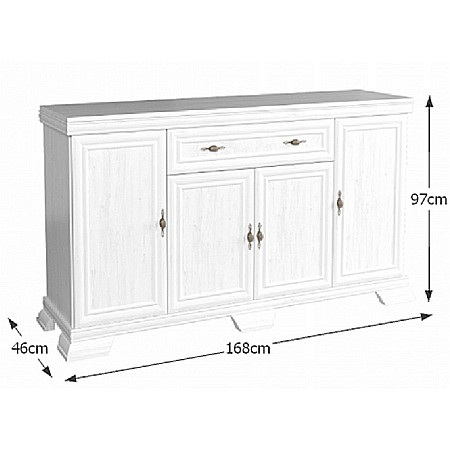 Comoda living VM4, 4 usi, un sertar, Alb Antichizat [3]