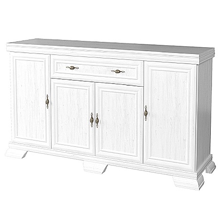 Comoda living VM4, 4 usi, un sertar, Alb Antichizat [2]