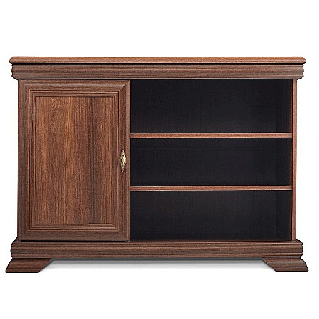 Comoda living VMT, Pal Melaminat, cu o usa, 3 polite, cu elemente din MDF, Nuc [2]