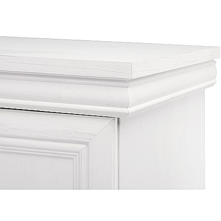 Comoda living VMT, Pal Melaminat, cu o usa, 3 polite, cu elemente din MDF, Alb Antichizat [6]