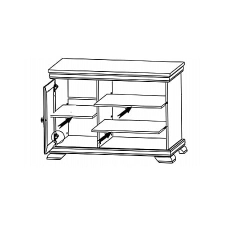 Comoda living VMT, Pal Melaminat, cu o usa, 3 polite, cu elemente din MDF, Alb Antichizat [3]