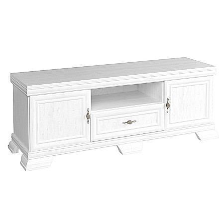 Comoda living VMT2, Pal Melaminat, cu 2 usi, sertar, cu elemente din MDF, Alb Antichizat [2]