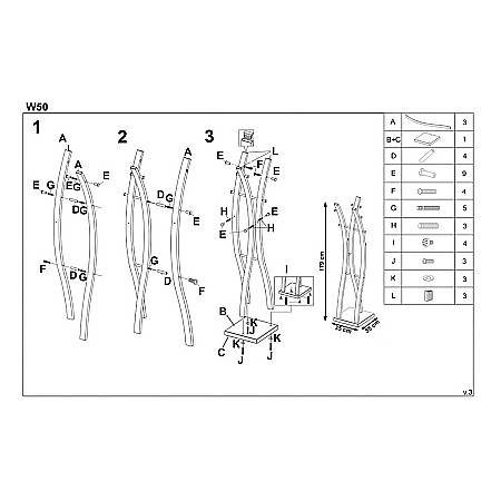Cuier metalic HM W50, cu 9 agatatori, tip pom, robust, alb [1]