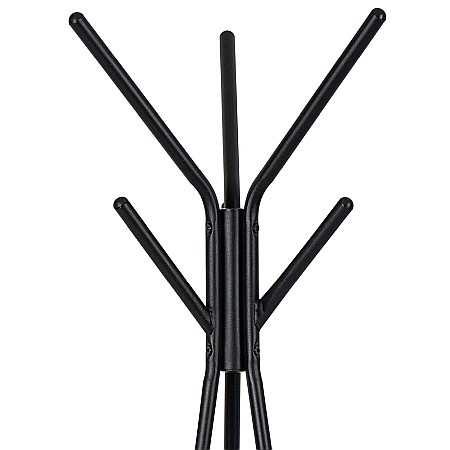 Cuier metalic tip pom KL Coly, 6 agatatori, de podea, cu spatiu depozitare, negru/natur [1]