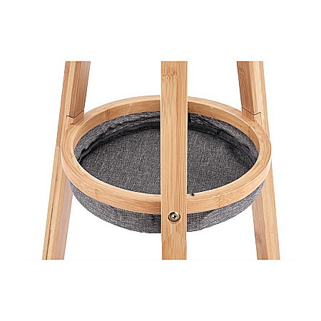 Cuier pentru hol cu spatiu depozitare HM W63, lemn masiv, cosulete textile, 6 agatatori, natur [4]