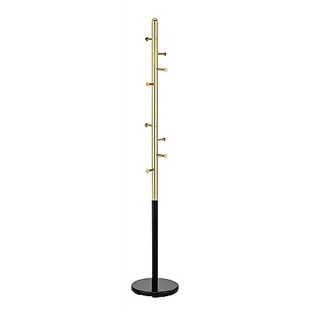 Cuier pom metalic HM W68, 8 agatatori, de podea, design minimalist, elegant, negru/auriu [2]