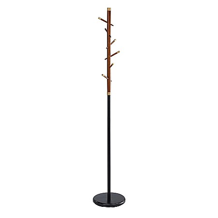 Cuier tip pom HM W67, baza metalica, 6 agatatori, de podea, negru [2]