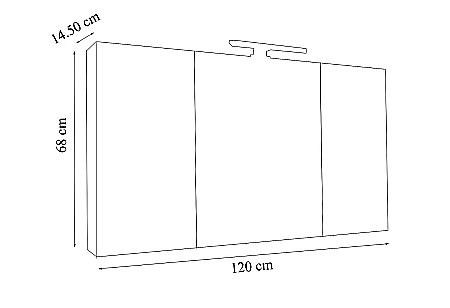 Dulap baie cu oglinda Celine, PAL, iluminare led, 120 cm, 3 usi, 3 rafturi, soft close, alb [2]