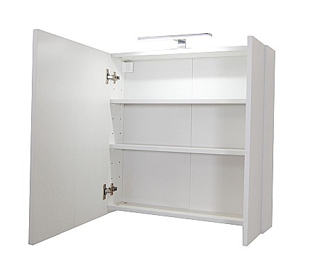 Dulap baie cu oglinda Celine, PAL, iluminare led, 60 cm, 2 usi, 3 rafturi, soft close, alb [1]