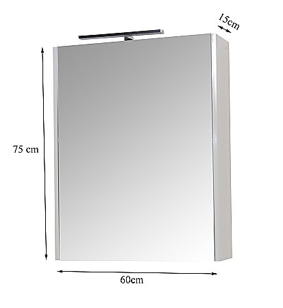 Dulap baie cu oglinda GN5011, MDF, iluminare led, 60 cm, usa, 3 rafturi, soft close, alb [3]