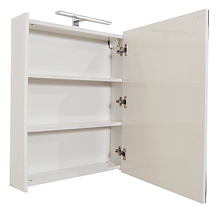 Dulap baie cu oglinda GN5011, MDF, iluminare led, 60 cm, usa, 3 rafturi, soft close, alb [2]
