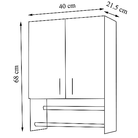 Dulap baie cu portprosop Ella, Pal melaminat, 2 usi, polita, 40 x 68 cm, alb [4]