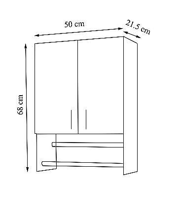 Dulap baie cu portprosop Ella, Pal melaminat, 2 usi, polita, 50 x 68 cm, alb [4]