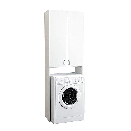 Dulap baie pentru masina de spalat, Pal Melaminat, 2 usi, 3 rafturi, alb [4]