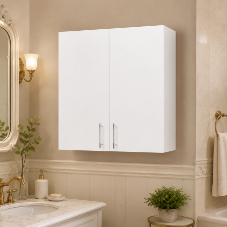 Mobilier baie - Dulap baie suspendat Roma, front MDF, 2 usi, polita, 60 x 68 cm, alb