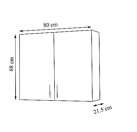 Dulap baie suspendat Roma, front MDF, 2 usi, polita, 80 x 68 cm, alb [1]
