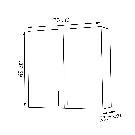 Dulap baie suspendat Roma, front MDF, 2 usi, polite, 70 x 68 cm, alb [2]