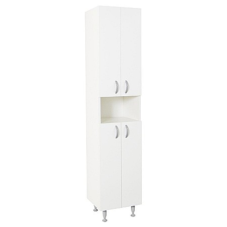 Dulapuri baie - Dulap baie tip coloana GN0021, Pal lucios, 5 rafturi, 4 usi,  picioare reglabile, 35x31.6x166 cm