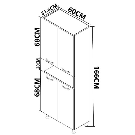 Dulap baie tip coloana GN0041, front MDF, 4 usi, 4 polite, stativ, 60x31.6x166 cm, alb [2]