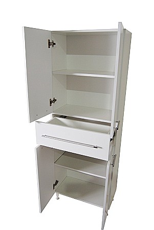 Dulap baie tip coloana GN0051, MDF, 4 rafturi, 4 usi, sertar, picioare reglabile, 60x31.6x166 cm [1]