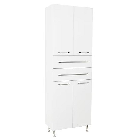 Dulap baie tip coloana GN0081, MDF, 4 rafturi, 4 usi, 2 sertare, picioare reglabile, 60x31.6x180 cm