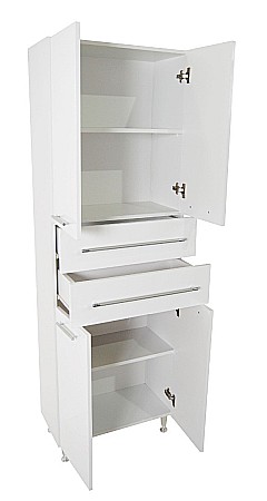 Dulap baie tip coloana GN0081, MDF, 4 rafturi, 4 usi, 2 sertare, picioare reglabile, 60x31.6x180 cm [2]