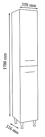 Dulap baie tip coloana GN0171, Pal Melaminat, 2 usi, 4 rafturi, stativ, 35x31.6x170 cm [3]