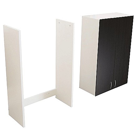 Dulap baie tip coloana pentru masina de spalat, inalt, Pal Melaminat, 2 usi, 3 rafturi, 64x30x195 cm, alb/wenge [4]