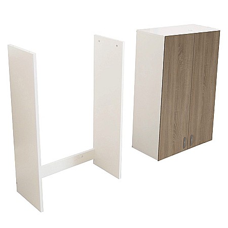 Dulap baie tip coloana pentru masina de spalat, inalt, Pal Melaminat, 2 usi, 3 rafturi, 64x30x195 cm, alb/sonoma [5]
