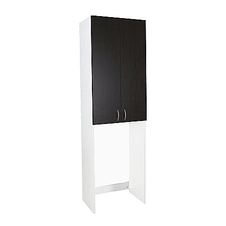 Dulap baie tip coloana pentru masina de spalat, inalt, Pal Melaminat, 2 usi, 3 rafturi, 64x30x195 cm, alb/wenge [2]