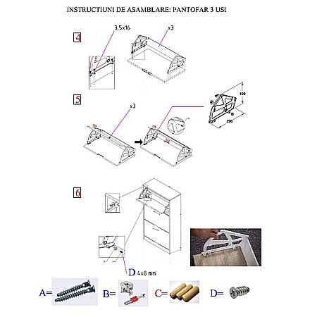 Dulap pentru depozitare pantofi GN Arizo 3, usi rabatabile, Pal Melaminat, stejar alb/alb [5]