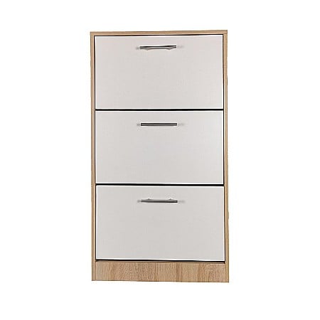 Produse - Dulap pentru depozitare pantofi GN Arizo 3, usi rabatabile, Pal Melaminat, stejar alb/alb