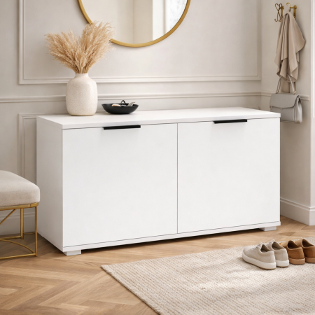 Pantofare - Dulap pentru depozitare pantofi HM Clif ST100, Pal melaminat, 2 compartimente, alb