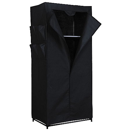 Produse - Dulap textil GN cu 1 fermoar, pentru depozitare haine, cu suport umerase, portabil, buzunare laterale, negru