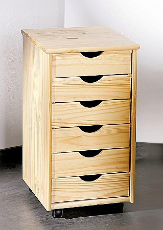 Dulapior rulant HM Nils, cu sertare, cu roti, structura lemn, natur [1]