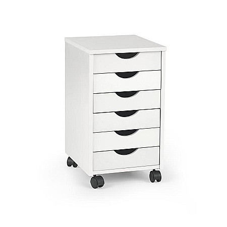 Dulapior rulant HM Simon 2, cu sertare, cu roti, front MDF, alb [7]